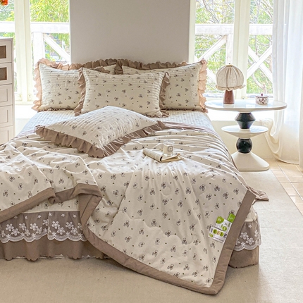 91家纺网 家纺一手货源 找家纺 （总）2025新款直播热款A类针织棉双层纱床盖款夏被四件套