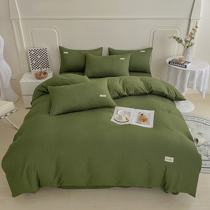 91家纺网 家纺一手货源 找家纺 （总）仟网汇 2025新款华夫格森语系列四件套北欧简约风