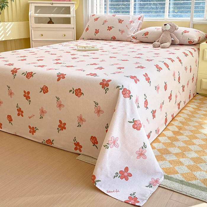 91家纺网 家纺一手货源 找家纺 爱彼家纺 2025春夏新款古艺原棉老粗布床单三件套凉席-系列三 山楂树