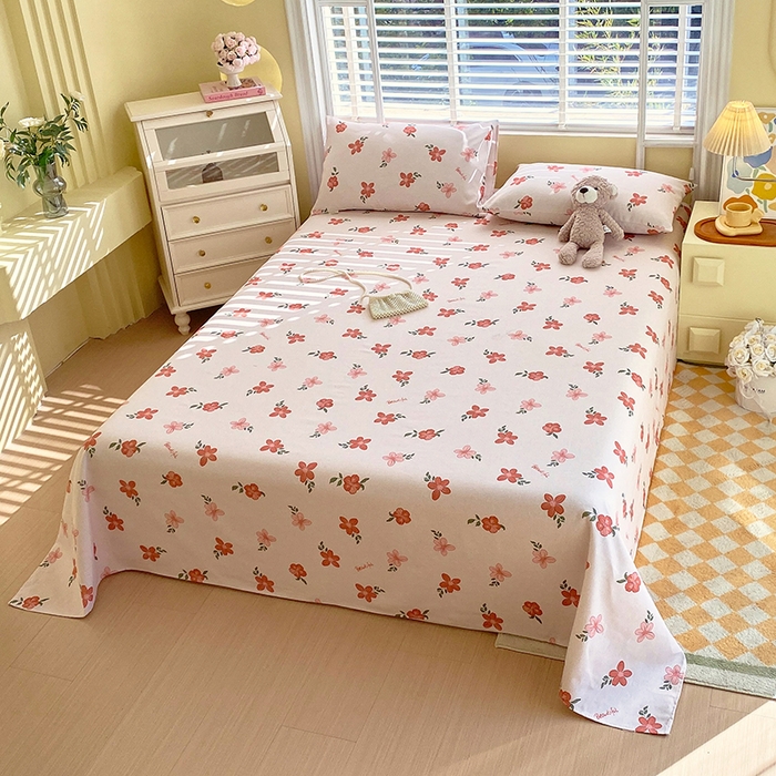 91家纺网 家纺一手货源 找家纺 爱彼家纺 2025春夏新款古艺原棉老粗布床单三件套凉席-系列三 山楂树