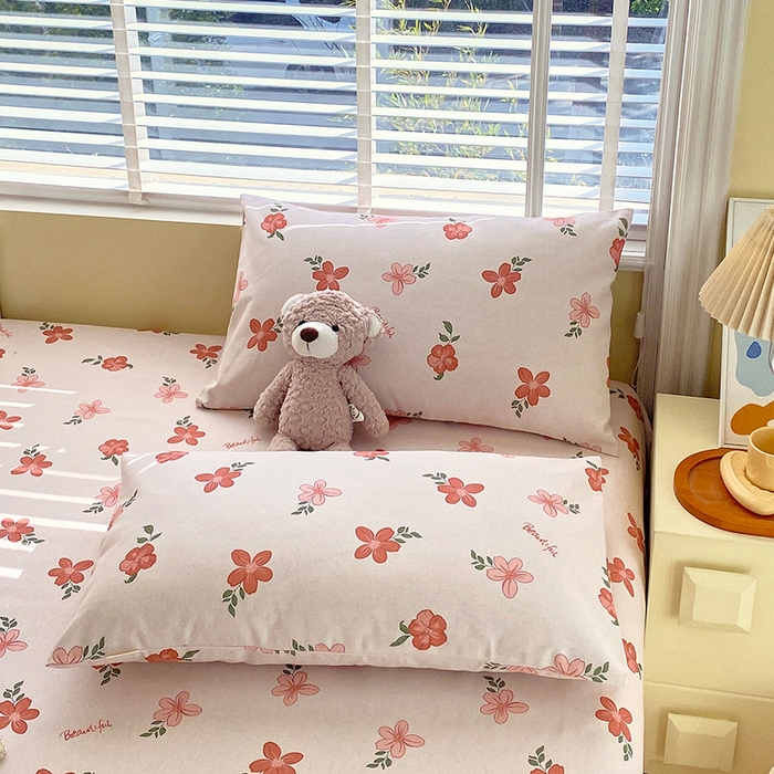 91家纺网 家纺一手货源 找家纺 爱彼家纺 2025春夏新款古艺原棉老粗布床单三件套凉席-系列三 山楂树