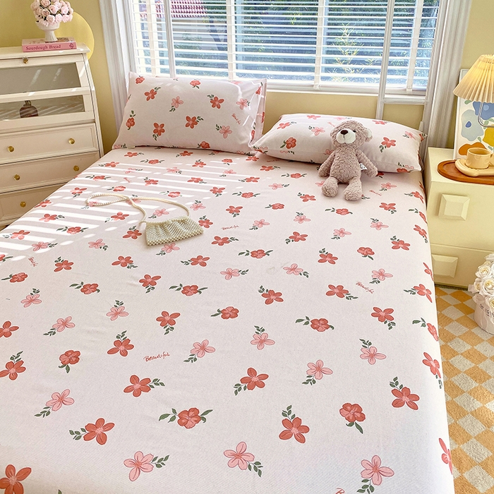 91家纺网 家纺一手货源 找家纺 爱彼家纺 2025春夏新款古艺原棉老粗布床单三件套凉席-系列三 山楂树