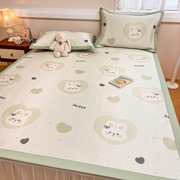 91家纺网 家纺一手货源 找家纺 慕尚家纺 2025新款数码印花床席床笠款冰藤席 床席款-兔卷卷