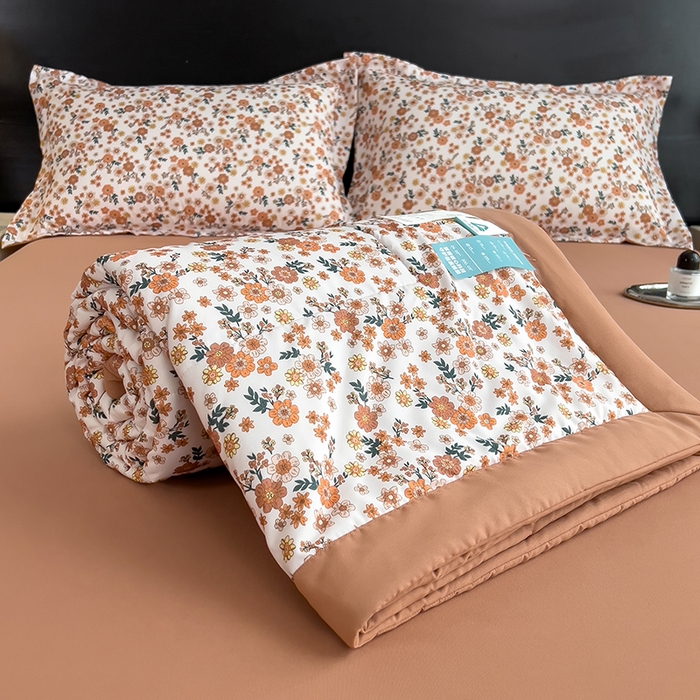 91家纺网 家纺一手货源 找家纺 宝士康家纺 2025新款10A抗菌双层纱印花夏被四件套 小雏菊