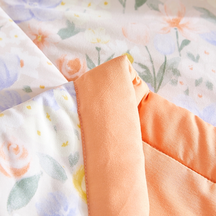 91家纺网 家纺一手货源 找家纺 海洋家纺 2025款水洗棉纯棉花夏凉被全棉花印花夏被空调被薄被子 沁香园桔