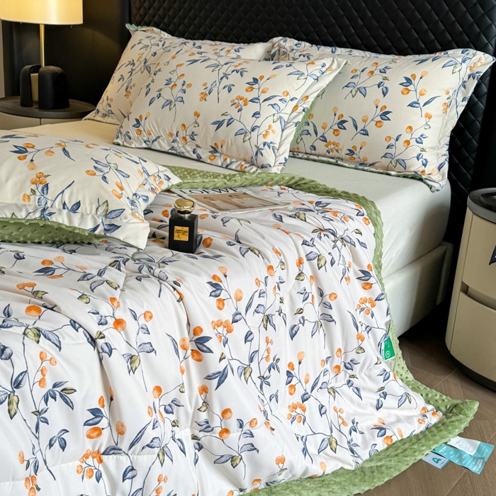 91家纺网 家纺一手货源 找家纺 宝士康家纺 2025新款10A抗菌双层纱豆豆绒夏被 金桔