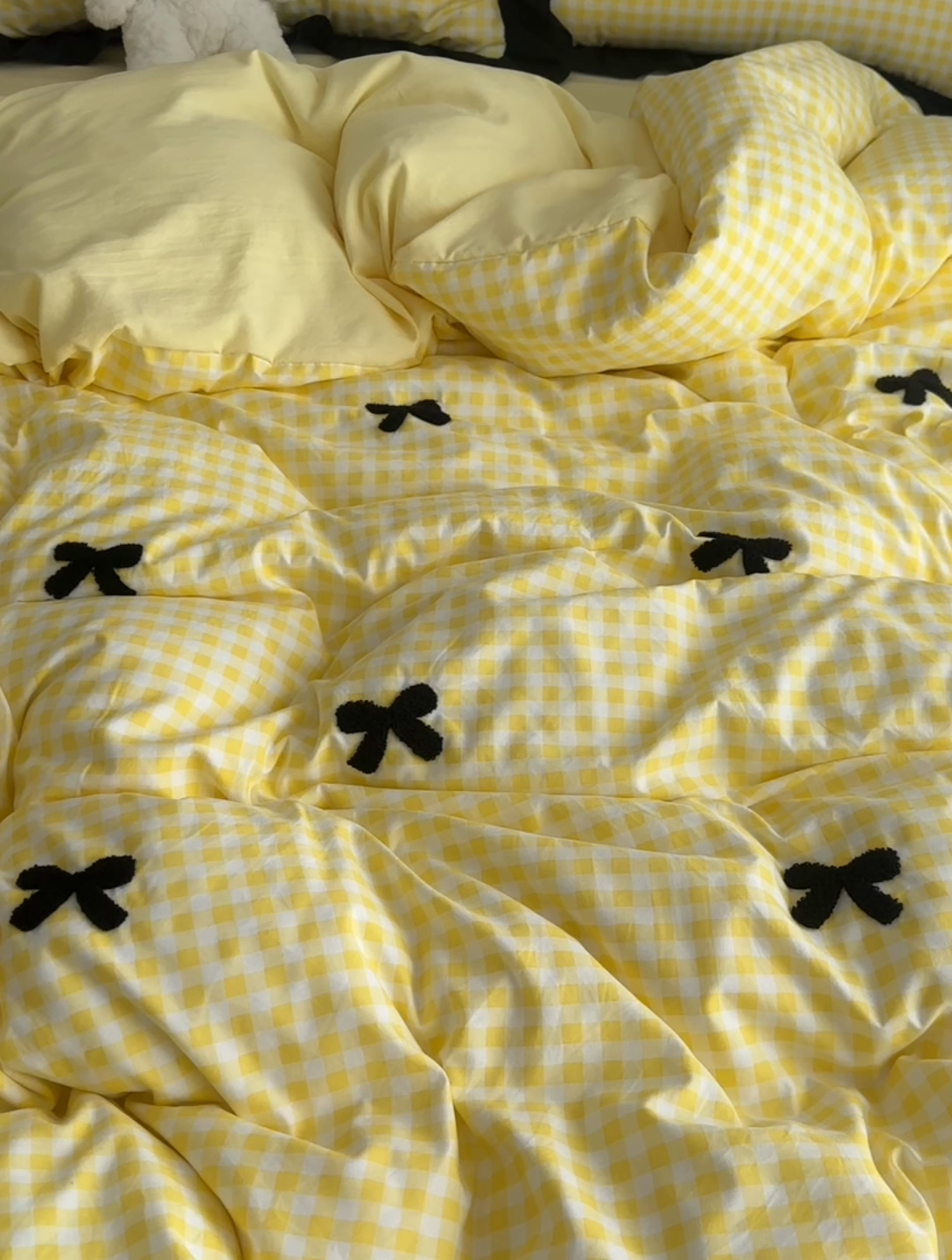 91家纺网 家纺一手货源 找家纺 （总）子钦家纺 2025新款水洗棉云朵棉韩版花边毛巾绣床单，床笠，床裙四件套-蝴蝶结系列