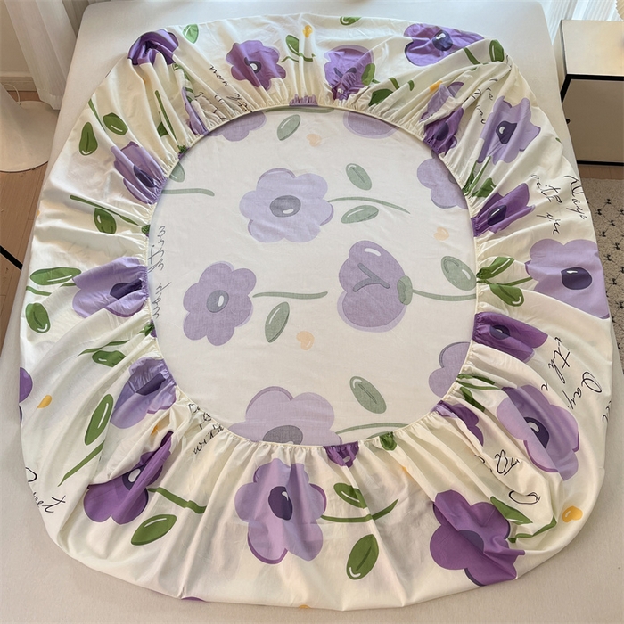 91家纺网 家纺一手货源 找家纺 宝士康家纺 2025新款10A抗菌全棉印花床笠 幽梦紫曦