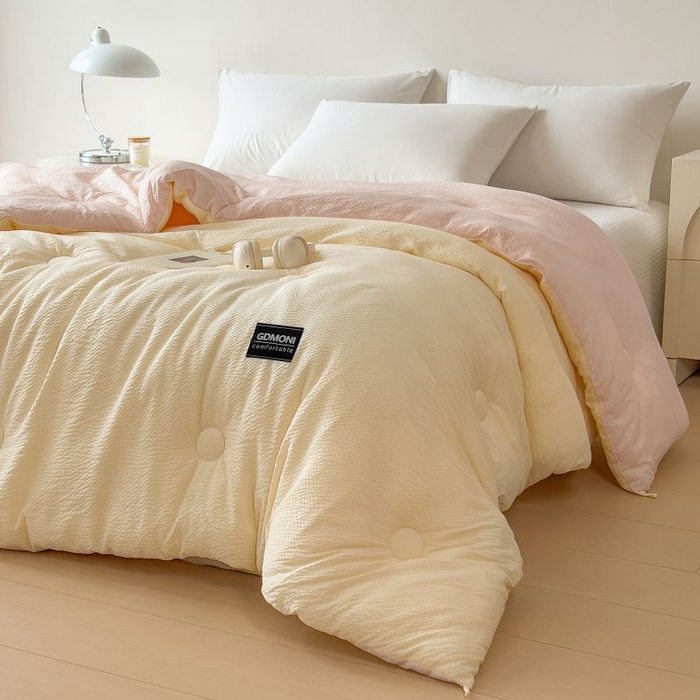 91家纺网 家纺一手货源 找家纺 宝士康家纺 2025新款加厚泡泡棉大豆冬被子被芯 麦秸霜华