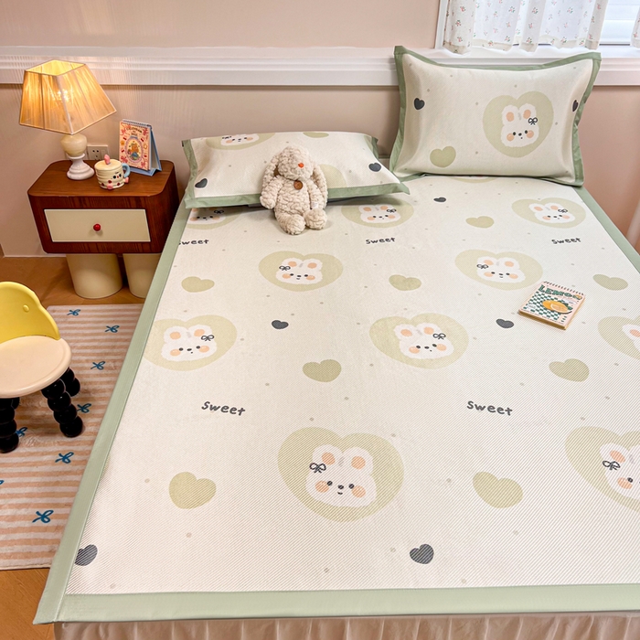 91家纺网 家纺一手货源 找家纺 慕尚家纺 2025新款数码印花床席床笠款冰藤席 床席款-兔卷卷