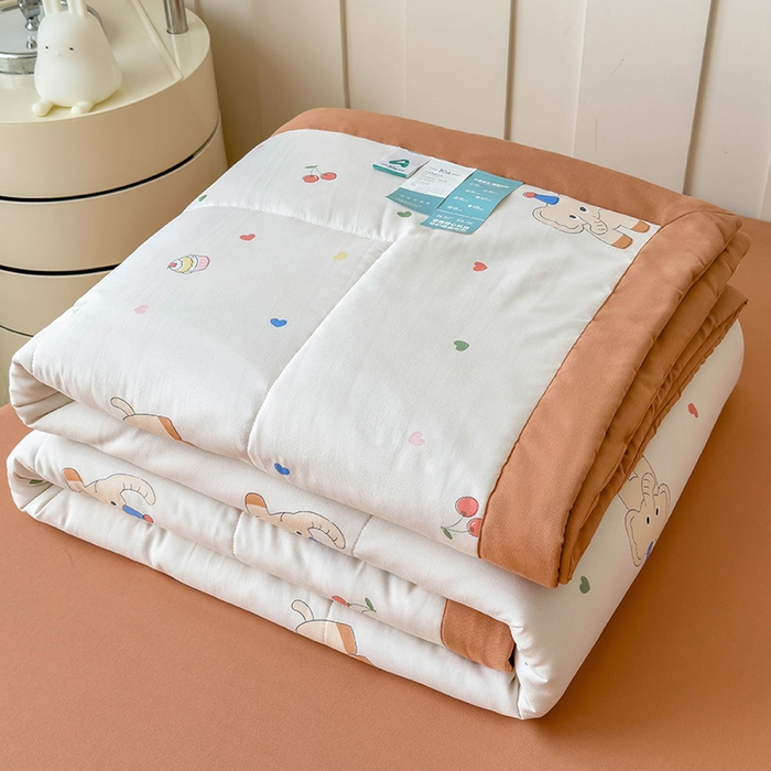 91家纺网 家纺一手货源 找家纺 宝士康家纺 2025新款10A抗菌针织夏被四件套 心心象印