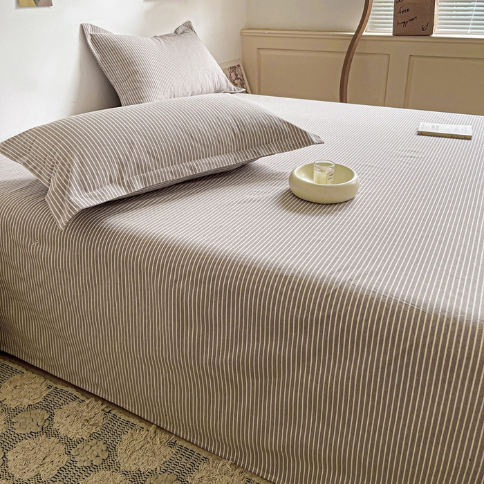 91家纺网 家纺一手货源 找家纺 久云居 2025新款亲肤舒适全棉色织防水床单 米艳条