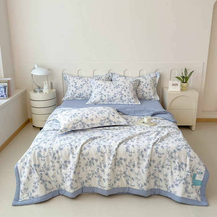 91家纺网 家纺一手货源 找家纺 宝士康家纺 2025新款10A抗菌针织夏被四件套 青瓷