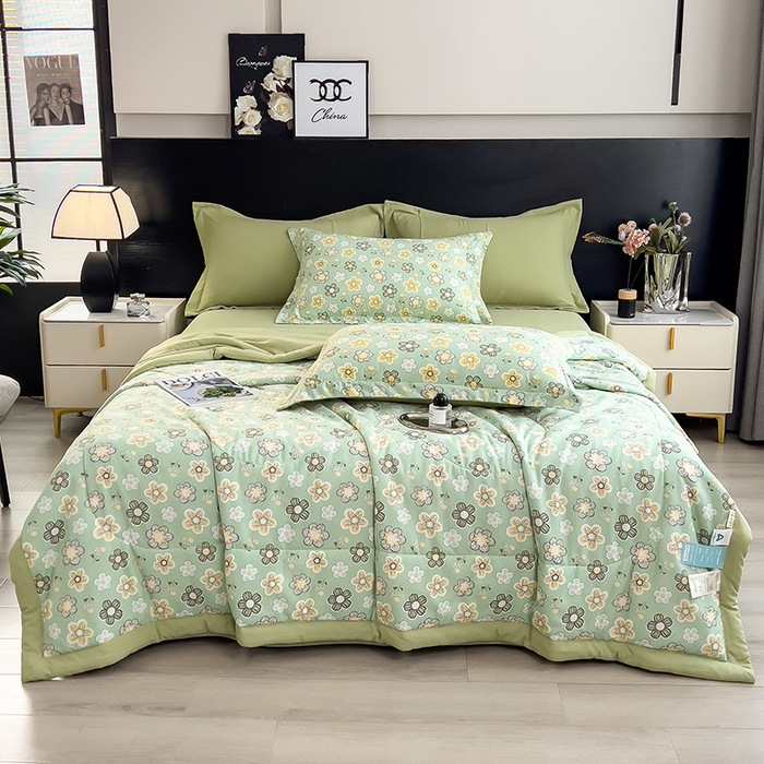 91家纺网 家纺一手货源 找家纺 宝士康家纺 2025新款10A抗菌双层纱印花夏被 花开半夏