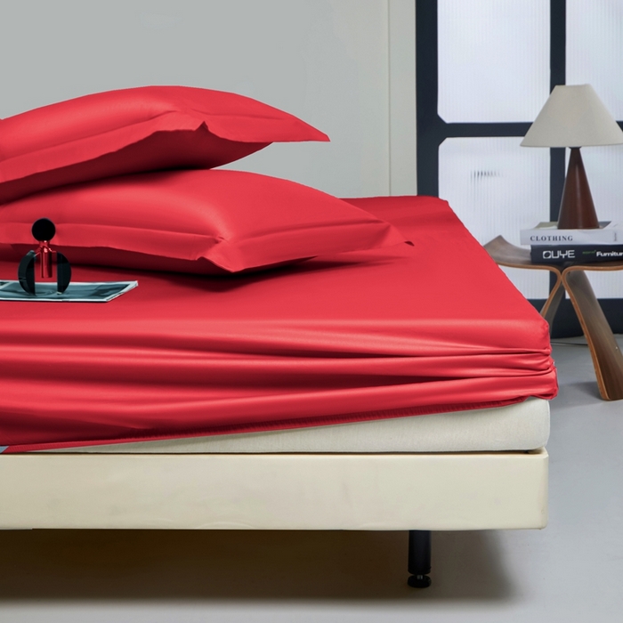 91家纺网 家纺一手货源 找家纺 秀色家纺 2024新品 A类100支双股长绒棉单品床笠 梦易-海棠红