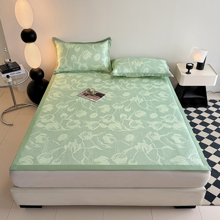 91家纺网 家纺一手货源 找家纺 格真2025新款简约印花冰藤席席子凉席 灵动