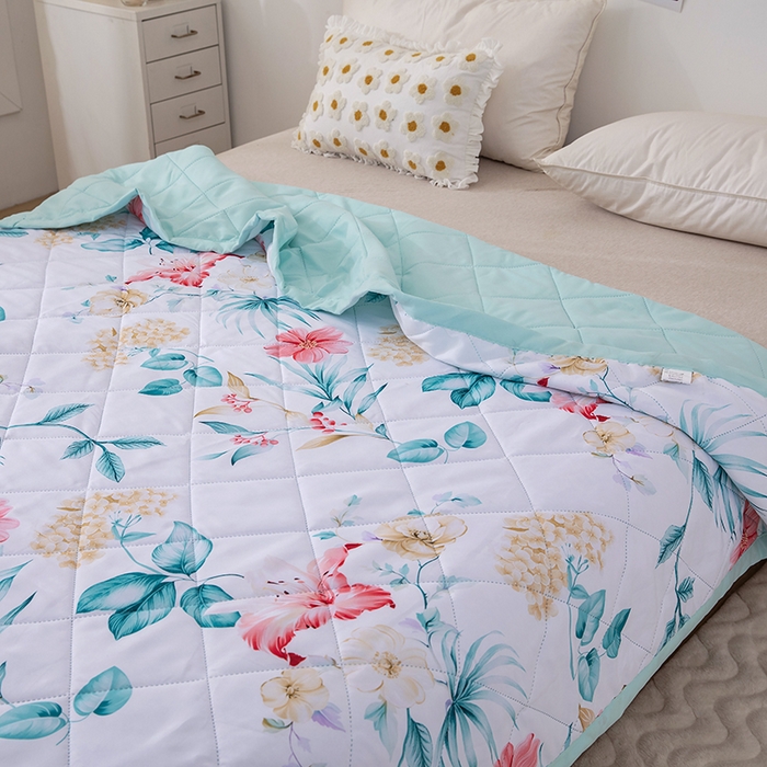 91家纺网 家纺一手货源 找家纺 富艺隆 2025新款超声波亲肤绒夏被夏凉被直播爆款超声波夏被空调被 月白清风