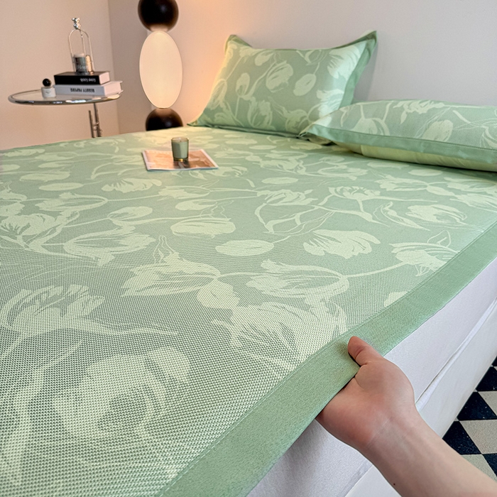 91家纺网 家纺一手货源 找家纺 格真2025新款简约印花冰藤席席子凉席 灵动