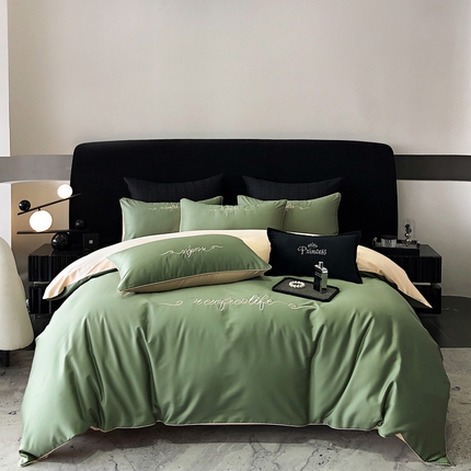 91家纺网 家纺一手货源 找家纺 （总）禧澜庭 2025新款高支纯棉全棉斜纹四件套刺绣绣花款轻奢三件套--卡罗系列