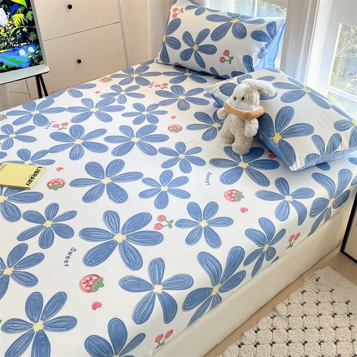 91家纺网 家纺一手货源 找家纺 宝士康家纺 2025新款10A抗菌全棉印花床笠 小情调