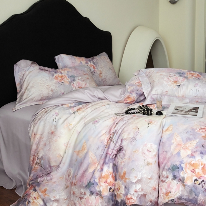 91家纺网 家纺一手货源 找家纺 金奇达家纺 2025新款竹玉清丝四件套-雅韵【标准号全网控价（折后券后）不低于元228元】 怦然心动-紫