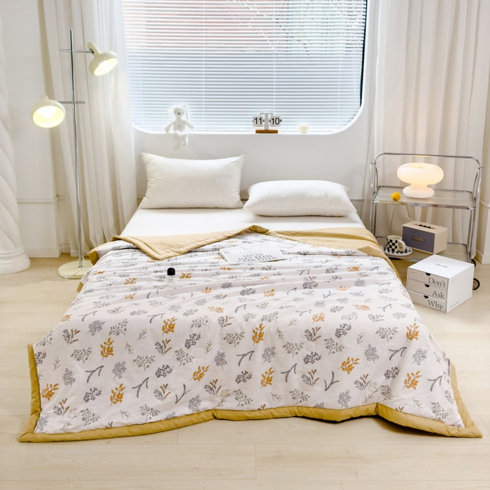 91家纺网 家纺一手货源 找家纺 曲之慕新款13372里外全棉夏被 与镜