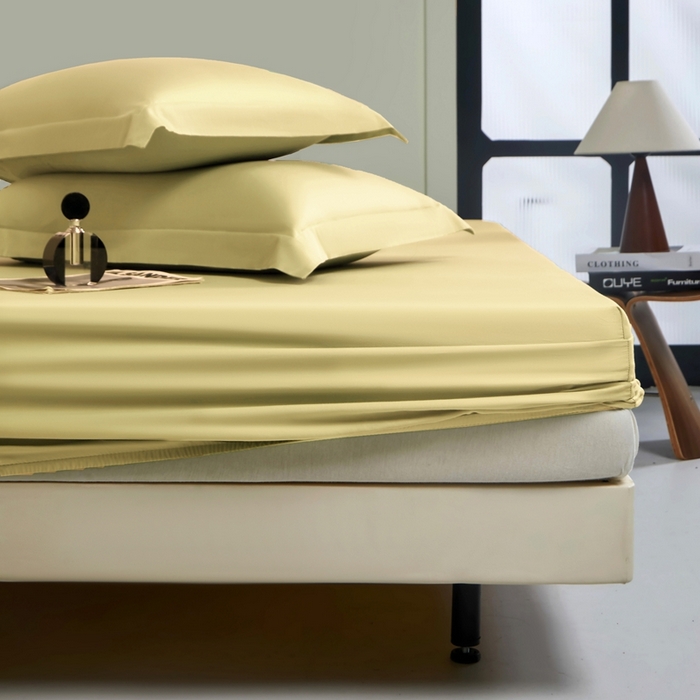 91家纺网 家纺一手货源 找家纺 秀色家纺 2024新品 A类100支双股长绒棉单品床笠 梦易-奶茶米