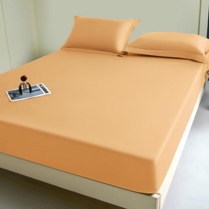 91家纺网 家纺一手货源 找家纺 秀色家纺 2024新品 A类100支双股长绒棉单品床笠 梦易-南瓜橘