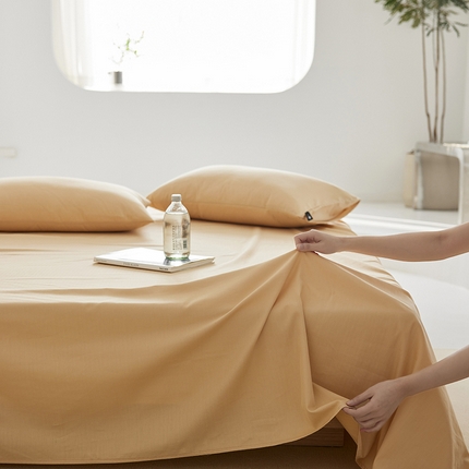 91家纺网 家纺一手货源 找家纺 2025新款A类40S全棉糯感大雁纹提花单品床单 奶茶