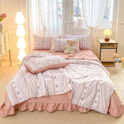 2025新款针织双层纱夏被床盖四件套单夏被单床盖单品 格林童话