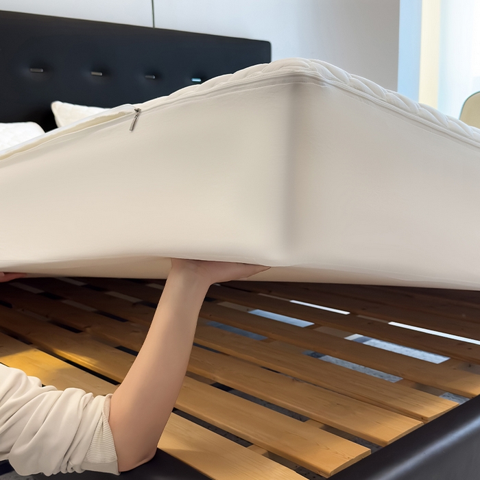 91家纺网 家纺一手货源 找家纺 叠派家纺 2025新款5A抗菌A类夹棉床笠经典款防水款系列 白色-梅花经典款