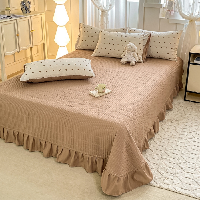 91家纺网 家纺一手货源 找家纺 2025新款针织双层纱夏被床盖四件套单夏被单床盖单品 心韵