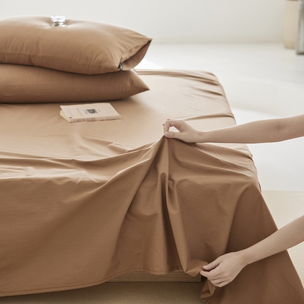 91家纺网 家纺一手货源 找家纺 2025新款A类40S全棉糯感大雁纹提花单品床单 浅咖