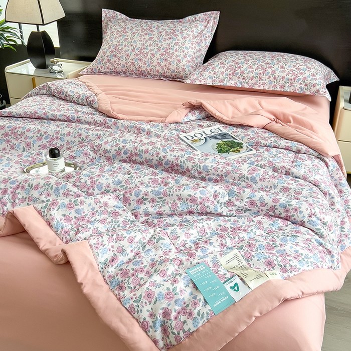 91家纺网 家纺一手货源 找家纺 宝士康家纺 2025新款10A抗菌双层纱印花夏被 紫苑