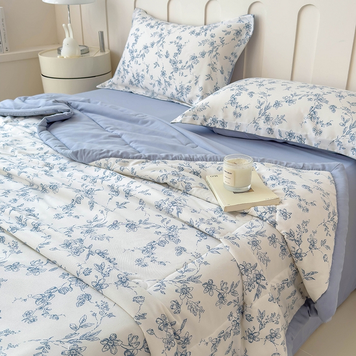 91家纺网 家纺一手货源 找家纺 宝士康家纺 2025新款10A抗菌针织夏被四件套 青瓷