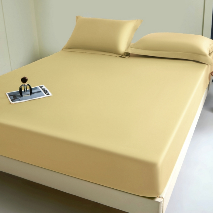 91家纺网 家纺一手货源 找家纺 秀色家纺 2024新品 A类100支双股长绒棉单品床笠 梦易-奶茶米