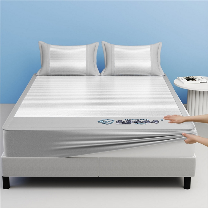 91家纺网 家纺一手货源 找家纺 2025新款清凉舒适负离子抗菌冰丝席凉席席子 抗菌灰色