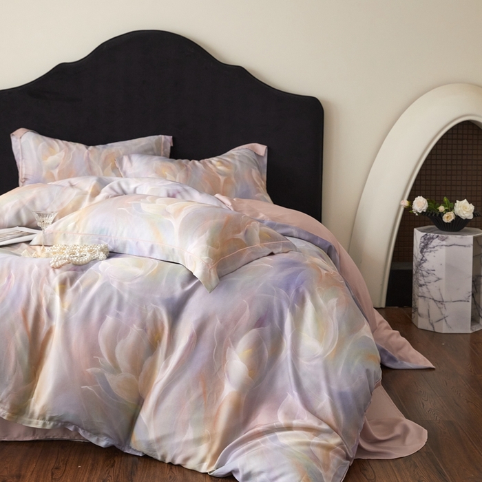 91家纺网 家纺一手货源 找家纺 金奇达家纺 2025新款竹玉清丝四件套-雅韵【标准号全网控价（折后券后）不低于元228元】 绚烂春日-粉