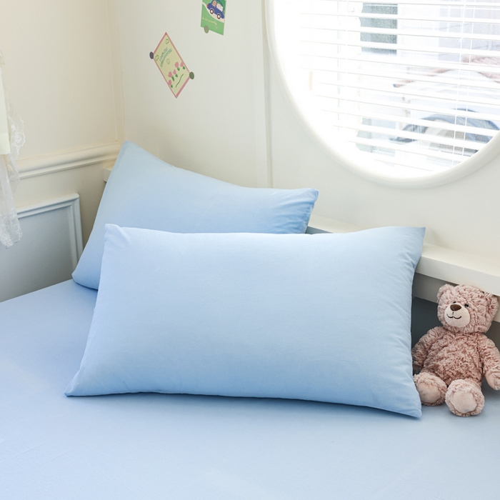 91家纺网 家纺一手货源 找家纺 2025新款全棉A类简约素色水洗棉纯棉单床笠 星空蓝