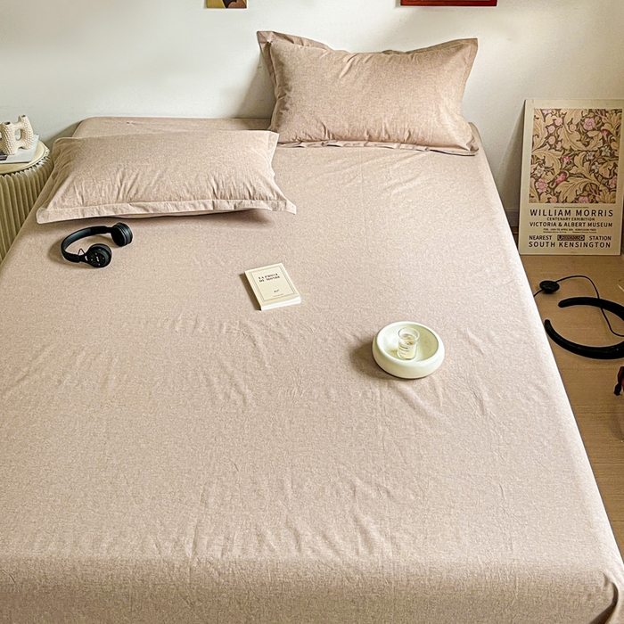 91家纺网 家纺一手货源 找家纺 久云居 2025新款亲肤舒适全棉色织防水床单 卡其