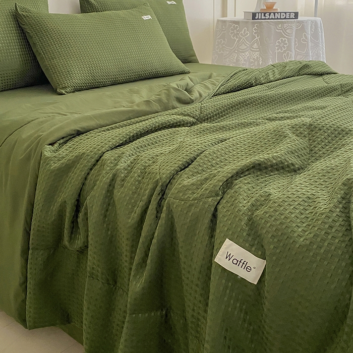 91家纺网 家纺一手货源 找家纺 （总）仟网汇 2025新款华夫格森语夏被四件套北欧简约风