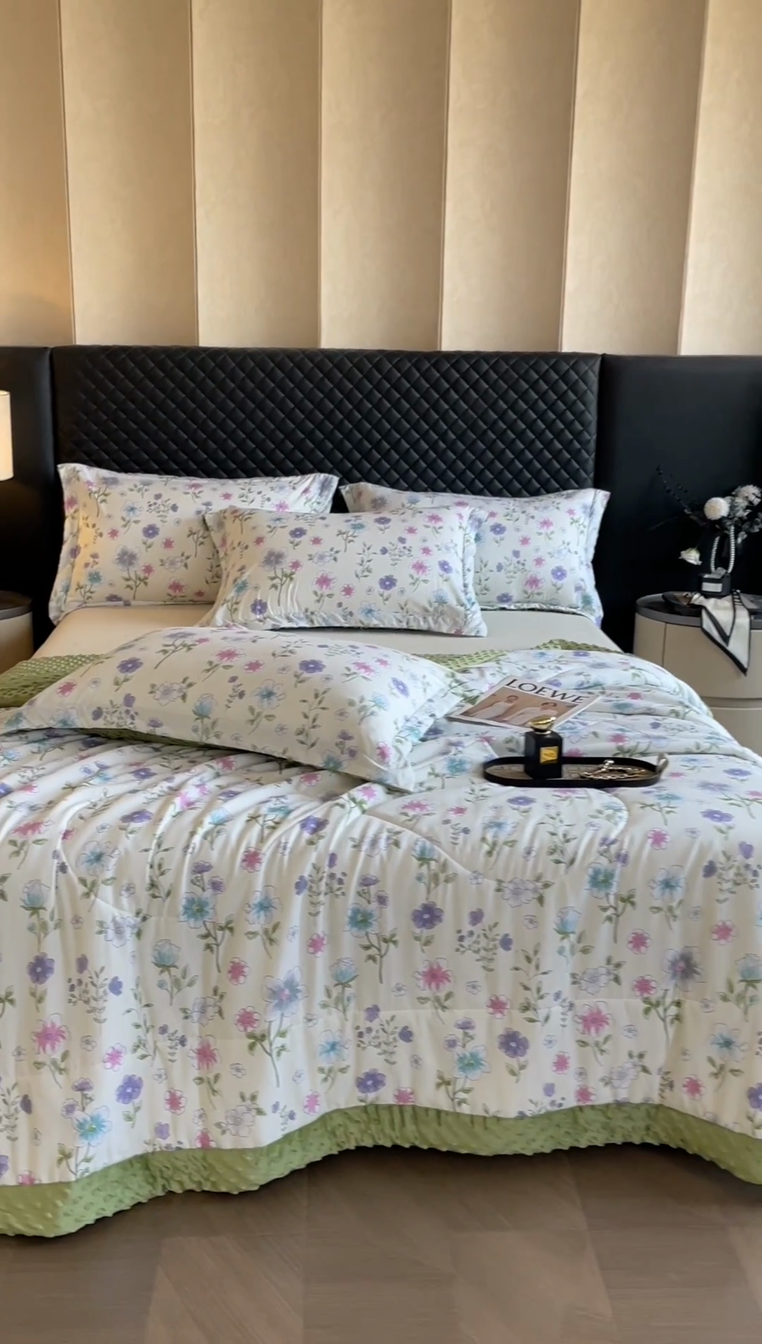 91家纺网 家纺一手货源 找家纺 宝士康家纺 2025新款10A抗菌双层纱豆豆绒夏被 花韵