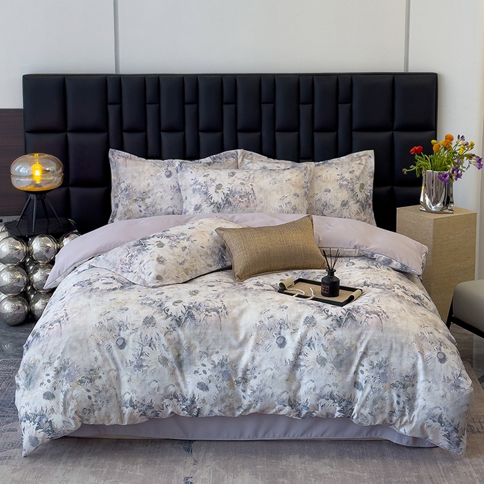 91家纺网 家纺一手货源 找家纺 竹合 2025新款数码印花轻奢凉感四件套莫奈