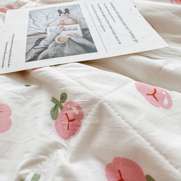 91家纺网 家纺一手货源 找家纺 富艺隆 2025新款A类水洗棉双层纱夏被水洗棉麻空调被直播爆款大豆夏被 曼塔玫瑰