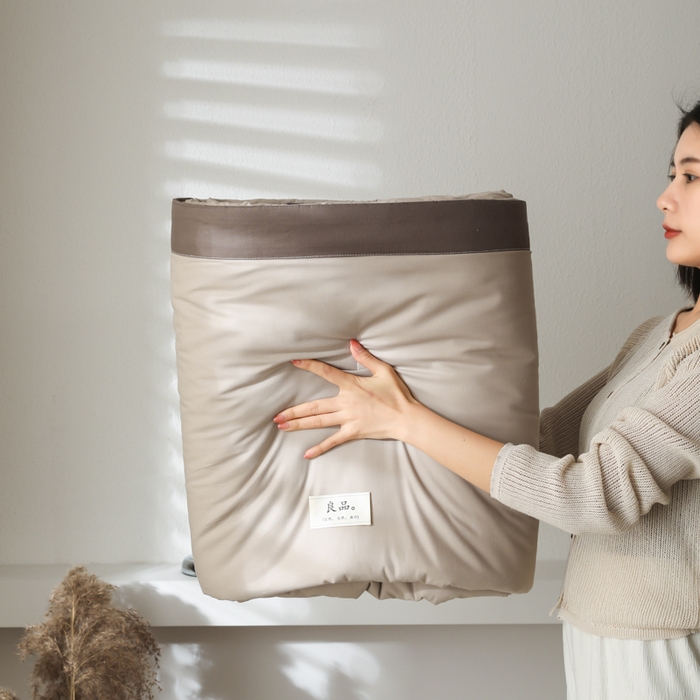 91家纺网 家纺一手货源 找家纺 眠博士 2025新款A类全棉40S纯棉新疆棉大豆夏被夏凉被空调被 包边夏被40支-杏色拼春泥