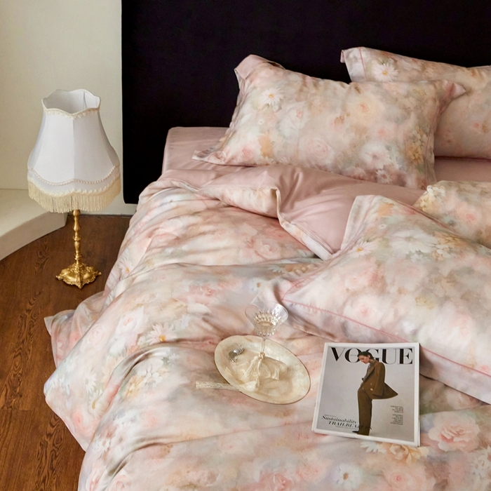 91家纺网 家纺一手货源 找家纺 金奇达家纺 2025新款竹玉清丝四件套-雅韵【标准号全网控价（折后券后）不低于元228元】 凝香-粉玉