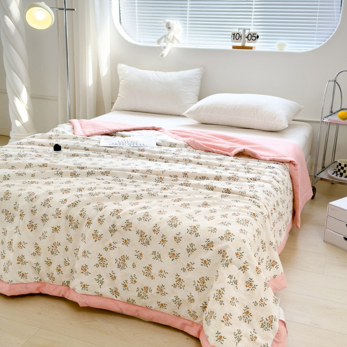 91家纺网 家纺一手货源 找家纺 曲之慕新款13372里外全棉夏被 密语