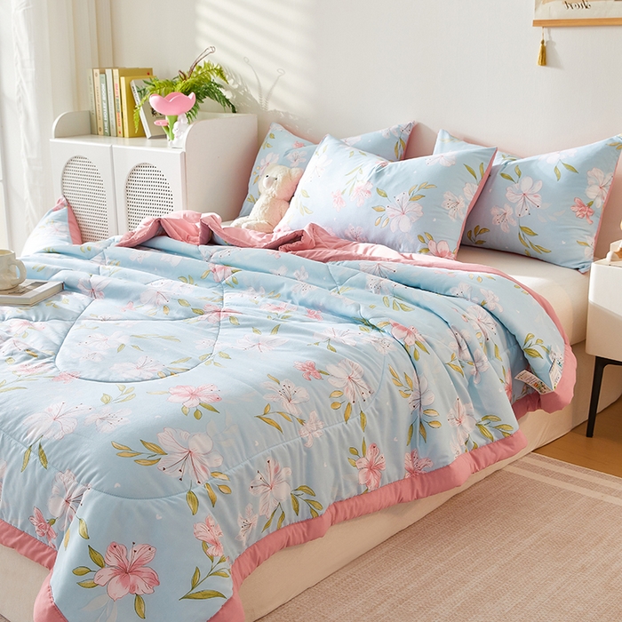 91家纺网 家纺一手货源 找家纺 海洋家纺 2025款水洗棉纯棉花夏凉被全棉花印花夏被空调被薄被子 铭香兰