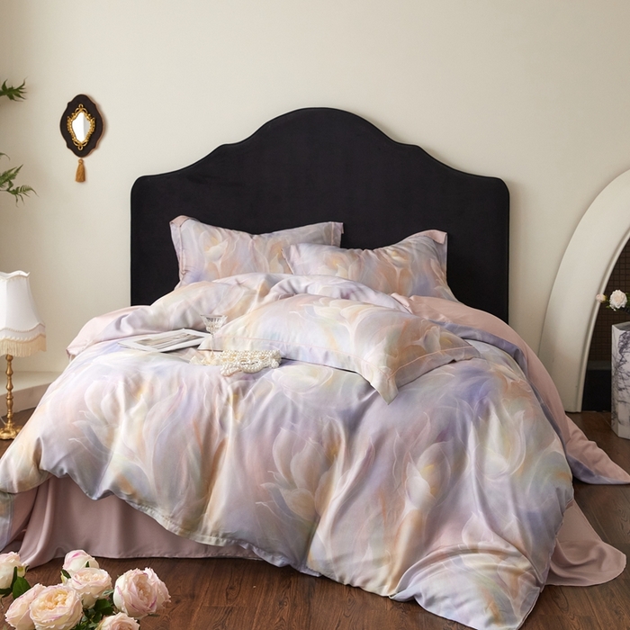 91家纺网 家纺一手货源 找家纺 金奇达家纺 2025新款竹玉清丝四件套-雅韵【标准号全网控价（折后券后）不低于元228元】 绚烂春日-粉