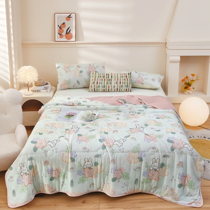 91家纺网 家纺一手货源 找家纺 （总）柏薇 2025新款冰激凌凉感丝印花夏凉被